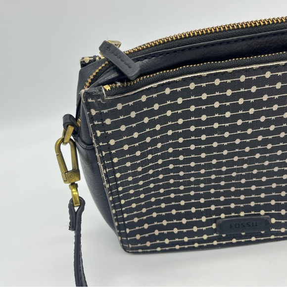FOSSIL Campbell Crossbody Black Stripe Purse - Picture 5 of 9
